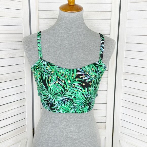Pink Victorias Secret Tropical Print Studded Cage Back Bralette Halter Top Large - Picture 1 of 11